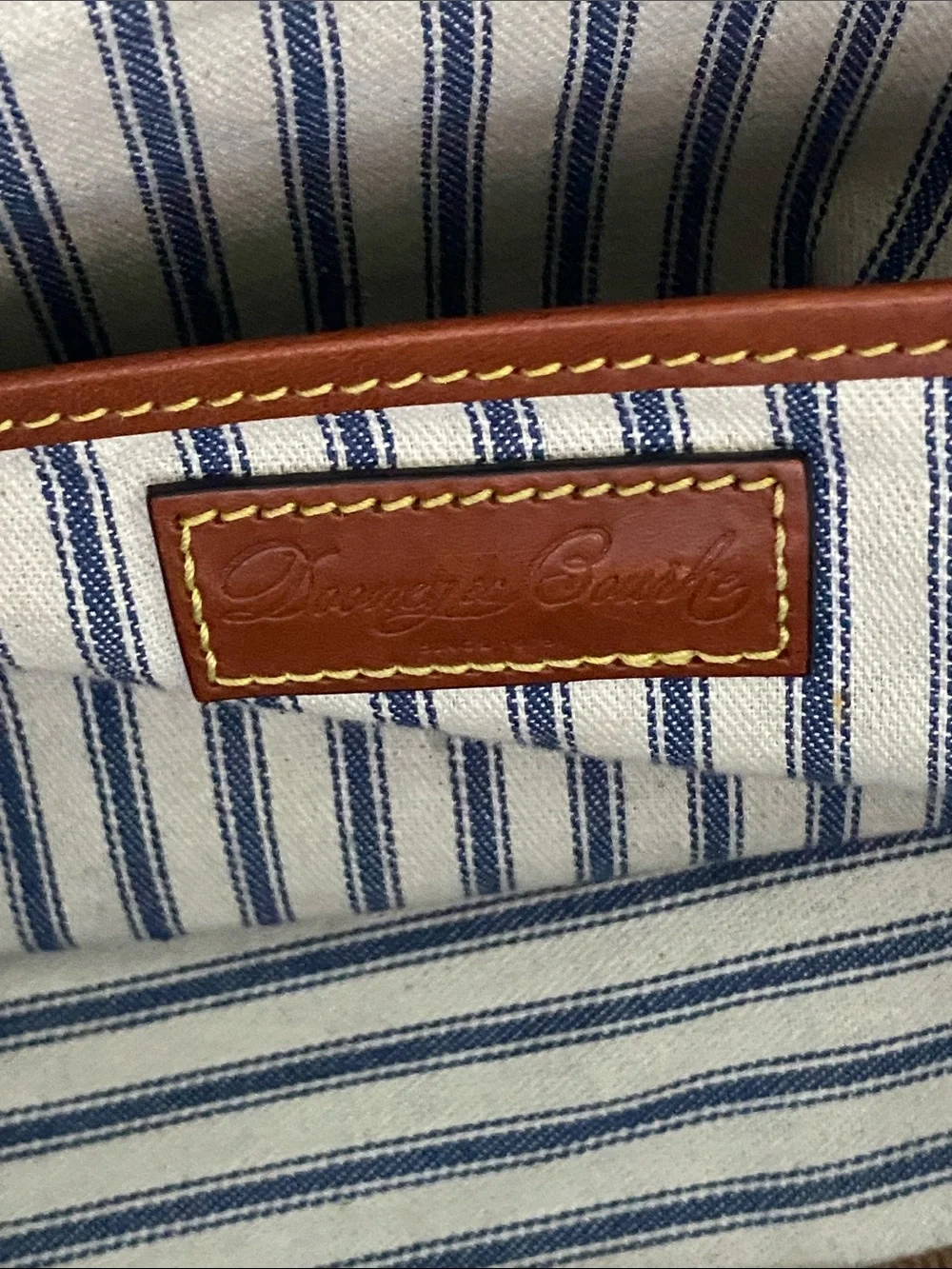 Dooney & Bourke Navy Tote Bag with Brown Leather Trim - Classic Everyday Carry